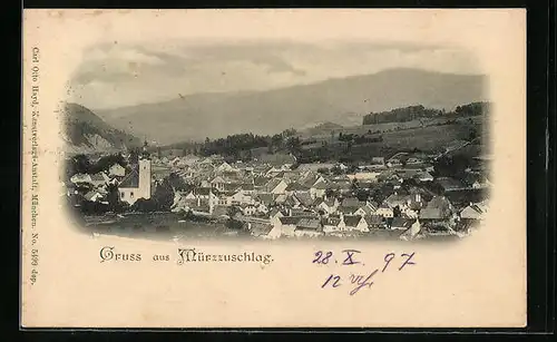 AK Mürzzuschlag, Teilansicht mit Kirche