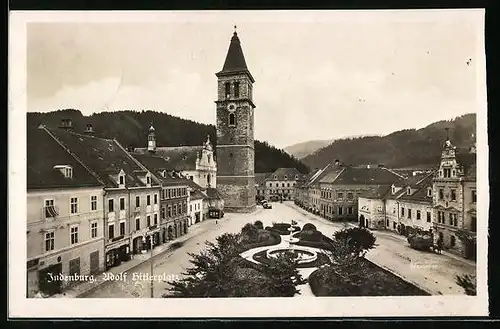 AK Judenburg, platz mit Brunnen