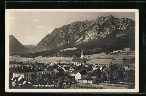 AK Gröbming, Teilansicht mit Kirche und Kamm