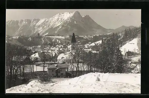 AK Bad Aussee, Teilansicht mit Kirche im Schnee
