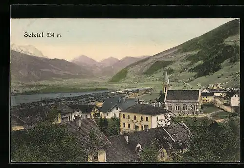 AK Selztal, Ortspartie mit Hotel Krone und Kirche