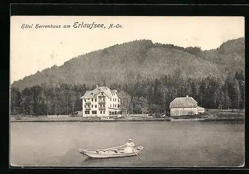 AK Mariazell, Hotel Herrenhaus am Erlaufsee mit Boot