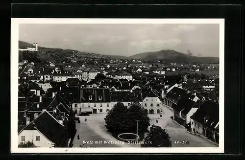 AK Weiz, Teilansicht mit Weizberg und Platz