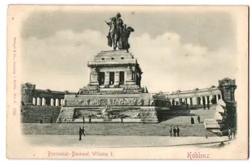 Relief-AK Koblenz, Provinzial-Denkmal Wilhelm I. am Deustchen Eck