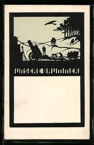 Künstler-AK sign. C. Tips: Kriegssilhouetten mit Artillerie