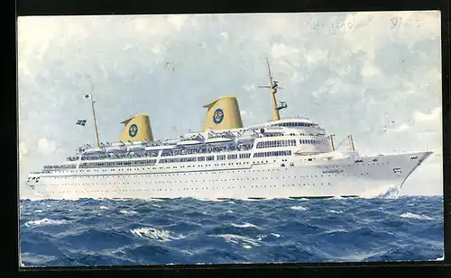 Künstler-AK Passagierschiff Kungsholm der Swedish-American Line auf hoher See