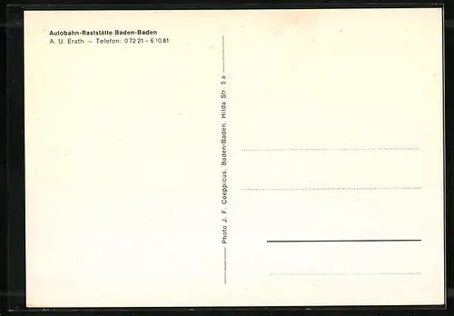 AK Sandweier, Autobahn-Raststätte Baden-Baden von A. U. Erath
