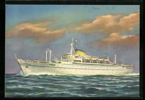Künstler-AK Italienisches Passagierschiff MV Asia auf hoher See