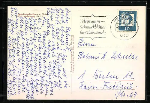 AK Irschenberg /Obb., Autobahn-Rasthaus aus der Vogelschau