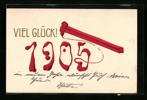 Präge-AK Viel Glück im Neujahr 1905, Siegelwachs
