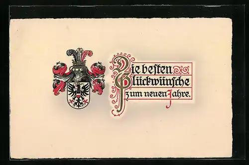 Präge-AK Die besten Glückwünsche zum neuen Jahre, Wappen