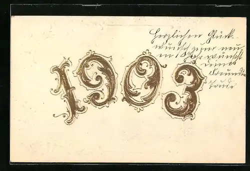 AK Jahreszahl 1903 in goldener Schrift