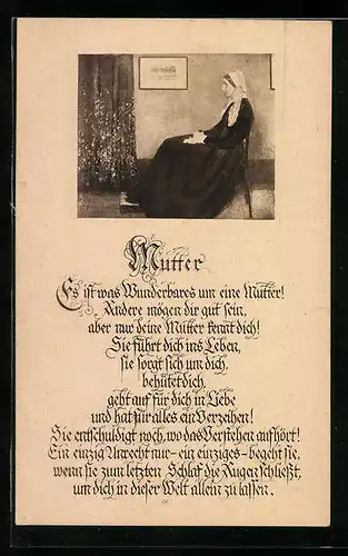 Künstler-AK Mutter, Es ist was Wunderbares um eine Mutter!, Muttertag