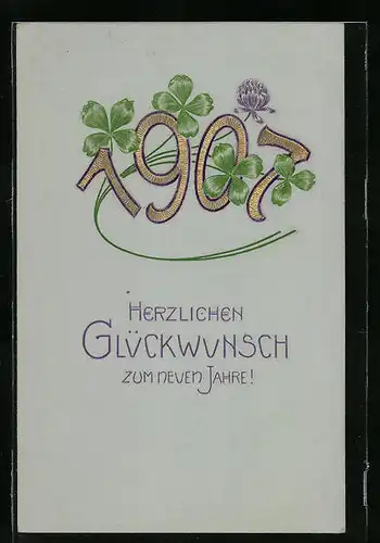 Präge-AK Glückwunsch zum neuen Jahre 1907