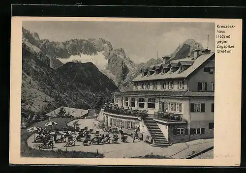 Künstler-AK Garmisch, Gasthaus Kreuzeckhaus