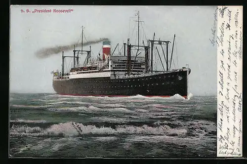 Künstler-AK Passagierschiff SS President Roosevelt in voller Fahrt