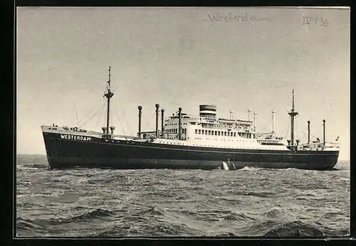 AK Passagierschiff Westerdam der Holland-America-Line auf hoher See