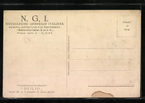 Künstler-AK Vierschraubenluxusdampfer Dvilio in voller Fahrt