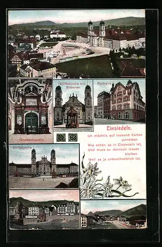 AK Einsiedeln, Rathaus, Gnadenkapelle, Stiftskirche