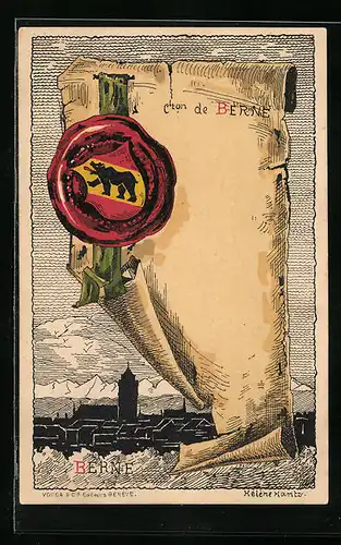 AK Bern, Schriftrolle mit Wappen