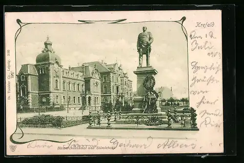 AK Krefeld, Bismarckdenkmal und Ständehaus