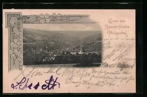 AK Philippsthal, Blick auf den Ort mit Landschaft