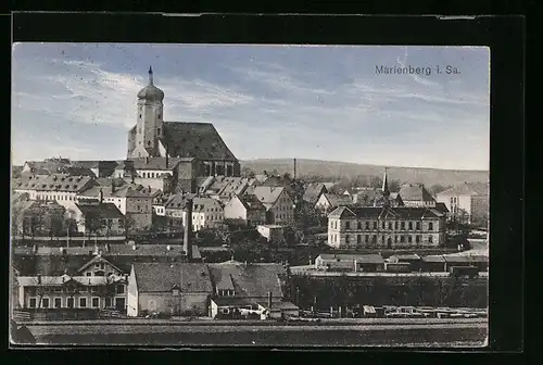 AK Marienberg i. Sa., Ortspartie mit Kirche