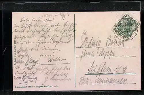 AK Treuen i. V., Markt mit Rathaus