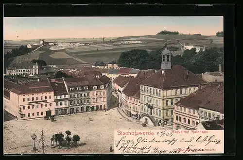 AK Bischofswerda, Markt mit Rathaus