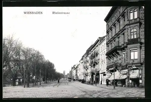 AK Wiesbaden, Blick auf die Rheinstrasse