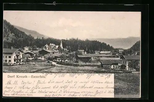 AK Dorf Kreuth, Häuserpartie mit Enterfels