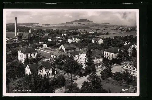 AK Niederoderwitz i. Sa., Blick auf den Ort mit Landschaft