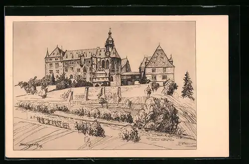 Künstler-AK Marburg, Schloss