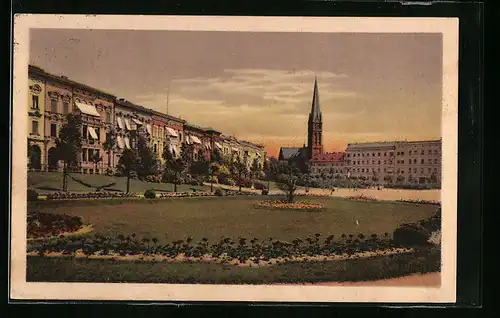 AK Frankfurt a. O., Hohenzollernplatz und Katholische Kirche