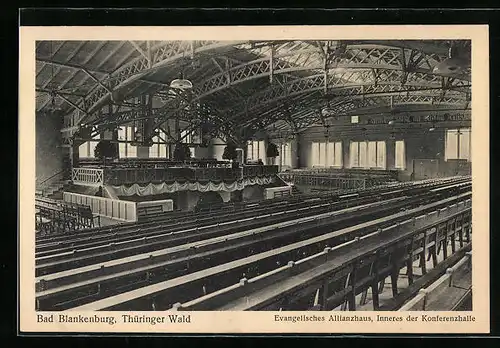 AK Blankenburg /Thüringer Wald, Innenansicht der Konferenzhalle des evangelischen Allianzhauses