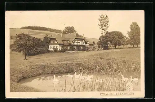 Foto-AK Walter Hahn, Dresden, Nr. 2529: Waitzdorf, Blick zur Schänke