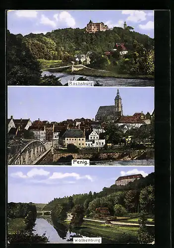 AK Rochsburg, Ortsansicht, Penig, Wolkenburg