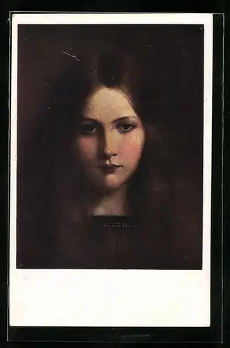 Künstler-AK M. Munk Nr. 707: Portrait einer hübschen Frau mit emotionslosem Gesichtsausdruck