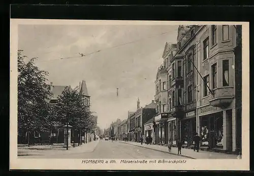 AK Homberg a. Rh., Mörserstrasse mit Bismarckplatz