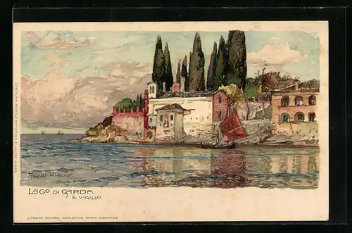 Künstler-AK Manuel Wielandt: S. Vigillo, Lago di Garda