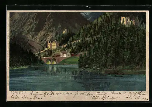 Künstler-AK Zeno Diemer: Fernstein, Gleichnamiger Gasthof aus der Ferne