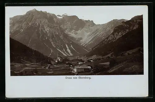 Foto-AK Fritz Gratl: Obernberg, Panorama mit Kirche