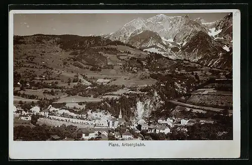 Foto-AK Fritz Gratl: Pians /Arlbergbahn, Teilansicht mit Kirche