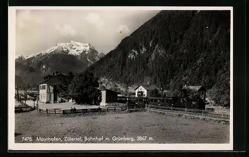 AK Mayrhofen, Bahnhof mit Grünberg