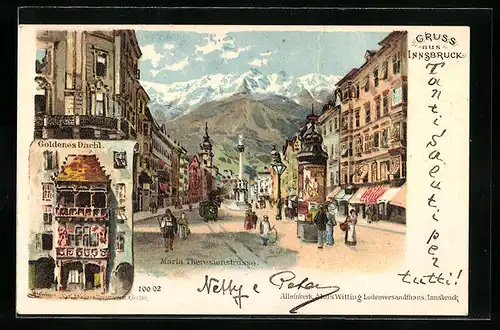 Künstler-AK Karl Heinisch: Innsbruck, Maria Theresienstrasse mit Goldenem Dachl