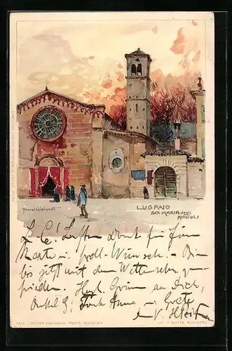 Künstler-AK Manuel Wielandt: Lugano, Sta. Maria degli Angioli