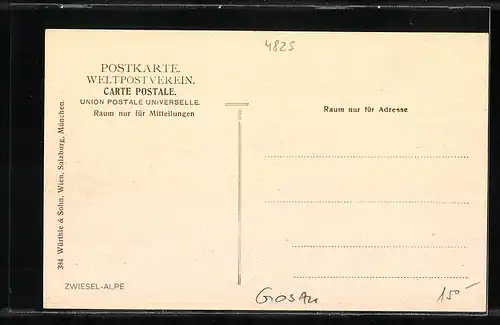 AK Gosau, Haus und Scheune auf der Zwiesel-Alpe