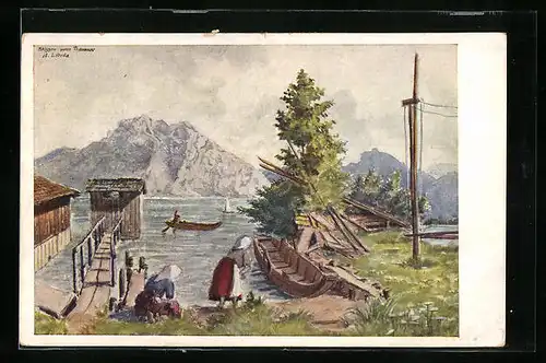 Künstler-AK Altmünster, Fischerfrauen am Traunsee