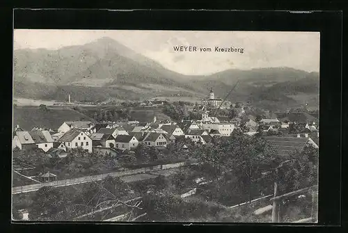AK Weyer, Ortsansicht vom Kreuzberg aus