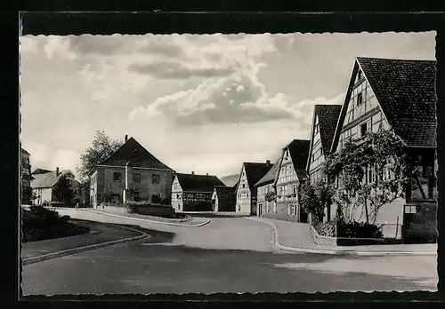 AK Langensteinbach, Strassenpartie mit Fachwerkhäusern